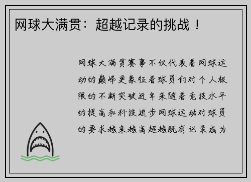 网球大满贯：超越记录的挑战 !